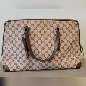 Authentic Gucci light pink monogram canvas shoulder bag